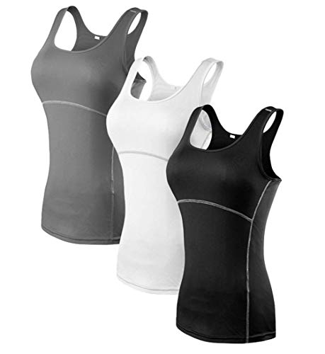 JNINTH Women's Compression Tank Top Dry Fit Running Workout Yoga T-Shirt
