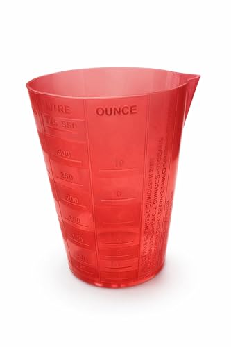 Image of 350 ml Plastic Measuring Glass for Kitchen | Multi-Scale Gram, Litre & Ounce Measuring Cup | Red Food-Grade Reusable Liquid & Rice Measuring Cup