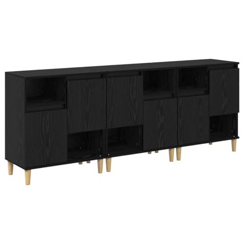 Armario con puertas de roble negro texturizado para un comedor sofisticado 2