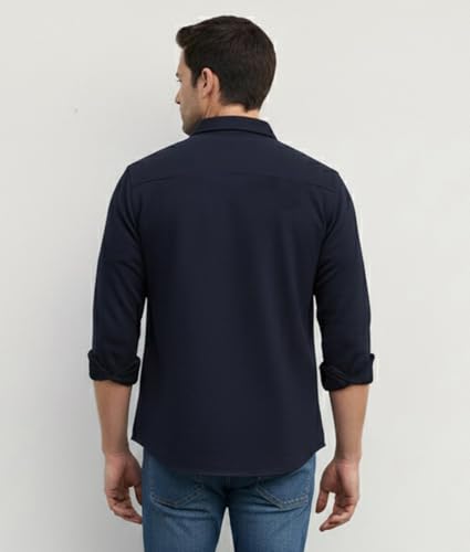 Image of DEELMO Men's Stylish Cotton Blend Casual Shirt || Full Sleeve Button-Down Shirt with Dual Flap Pockets || Comfortable Breathable Fabric || Perfect for Casual Office and Outing Wear