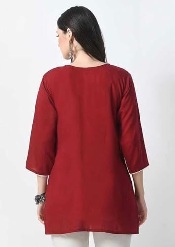Image of Women's Rayon Kashmiri Embroidered Short Kurti | Stylish and Comfortable Kashmiri Short Kurti Tops for Casual Or Special Occasions | Pack of 2 Combo |