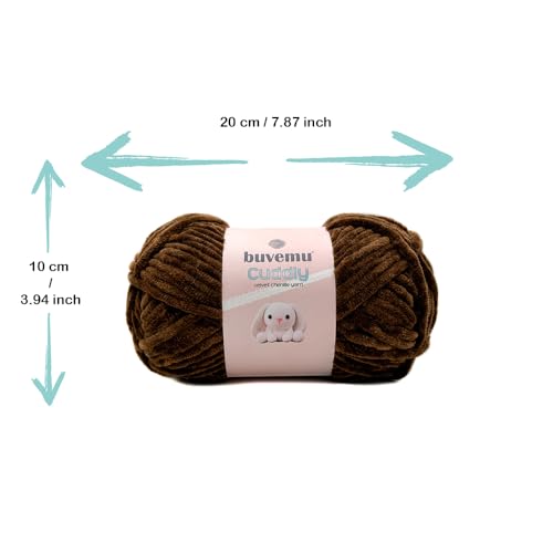 Image of Cuddly Velvet Chenille Yarn, Super Soft Fluffy Bulky for Knitting Crocheting Blanket Amigurumi, Durable for Shedding, 100 Gram (3.53 Ounces) 109 Yards (100 Meters) (Coffee) (5 Skeins)