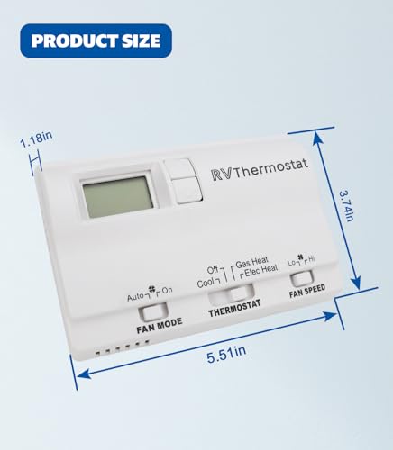 Image of USTAR Upgraded RV 6536A3351 Digital Thermostat Compatible with Coleman Mach, Wall-Mounted, White, Two-Stage Digital Thermostat Fit for Heat Pump & Gas Furnace