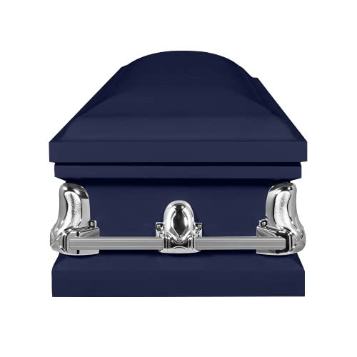 Titan Casket Orion Series Steel Casket (Dark Blue) Handcrafted Funeral Casket -Dark Blue Finish With Light Blue Crepe Interior #TOP1