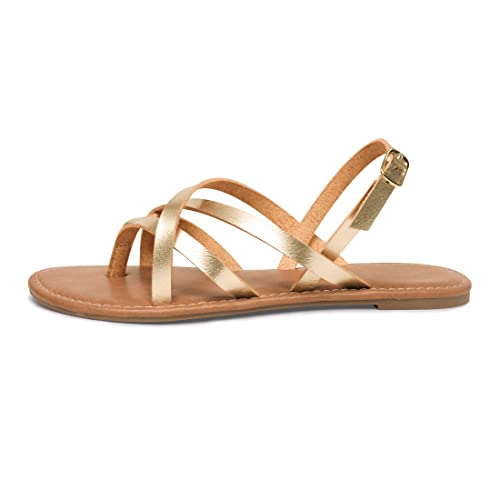 Image of Huayuanwell Women's Gladiator Flat Sandals Fisherman Strappy Sandals Ankle Strap Sandals