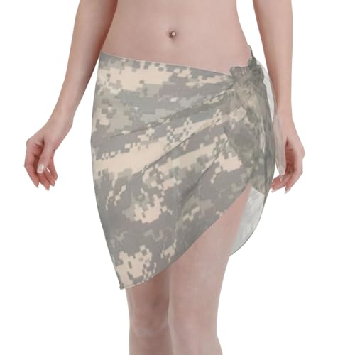 Elegante envoltura de playa con estampado de camuflaje digital del ejército, vestido de traje de baño, perfecto para piscina y centro turístico, Negro, talla única
