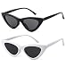 Clout Goggles Cat Eye Sunglasses Vintage Mod Style Retro Kurt Cobain Sunglasses (Black&Red(2 packs), 51)