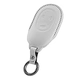 ontto Schlüsselhülle Kompatibel mit Nio ET7 ET5 EL6 EL8 EL7 ES7 ES8 ET9 EP9 EC6 EC7 Autoschlüssel Hülle für Nio ET5 Schutz Etui Leder Schlüsselcover Schlüsseletui mit Schlüsselanhänger 3Tasten-Weiß