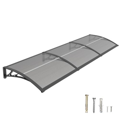 【Materiali Resistenti e Durevoli】La tettoia in policarbonato trasparente è combinata con robuste staffe in ABS, garantendo un’elevata resistenza agli agenti atmosferici e una struttura stabile nel tempo. I materiali anticorrosione mantengono trasparenza e solidità anche con un uso prolungato all’esterno.