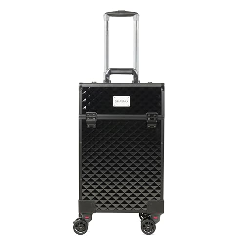 Image of SHAMAX Professional Rolling Makeup Case, Cosmetic Organizer Trolley, Makeup Artist MUA Vanity with Locks Trolley for Hairdressers, Salons, Nail Artist & Beauty Lovers - 360 Universal Self Lock Wheels