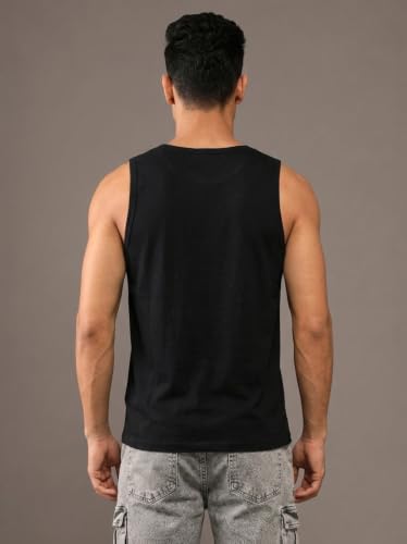 Image of CHKOKKO Sleeveless T-Shirt for Men Sando Tank Top Premium Cotton Blend Cut Sleeves Shirt as Casual, Lounge or Beach Wear Tshirt Muscle Fit Vest in Plain Round Neck