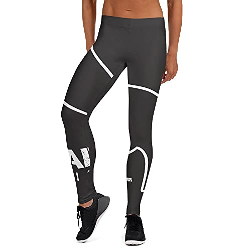 Mad Owl Fitness Womens Leggings - Fashion Tights Yoga Pants - Grey Black (Large, l)