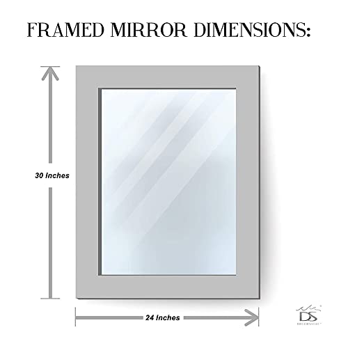 Multi-Colored Cobalt Blue & Silver, Luxe Mosaic Glass Framed Wall Mirror, Decorative Embossed Glass Mosaic Rectangular Vanity Mirror/Accent Mirror (30" X 24") #TOP6