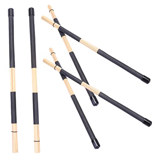Juego de 19 baquetas de bambú con mangos de plástico, cepillos para batería, accesorios para músicos y bateristas