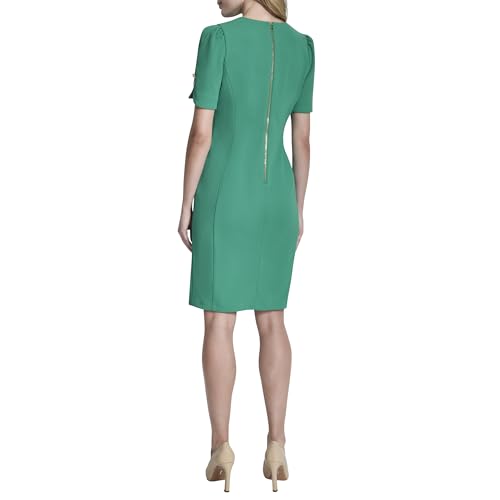 Image of DKNY Women's Short Tulip Sleeve Sheath Dress with Button Detail