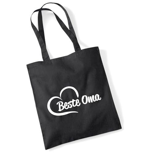 Huuraa sacco di juta Beste Oma Borsa regalo nera 10 litri cotone Beste Oma Presente
