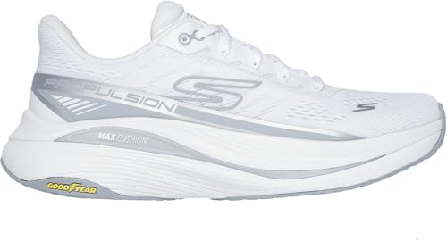 Skechers - Womens Max Cushioning Propulsion Sneakers, Color White/Silver, Size: 7.5 M US4