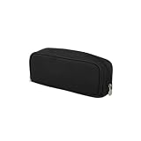 Genérico Estuche Escolar de Lona con Forro Interior y 3 Compartimientos, Gran Capacidad 23.5 cm, Organizador de Lápices y Material Escolar – Disponible en Rosa, Azul y Negro (Negro)