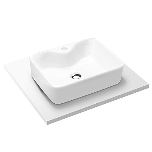 image for CANWELL Rectangular Ceramic Bathroom Vessel Sink, 19
