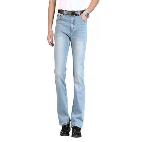 Men’s Slim Fit Light Blue Jeans Flared Denim Pants Casual High Waisted Stretch Work Pants2