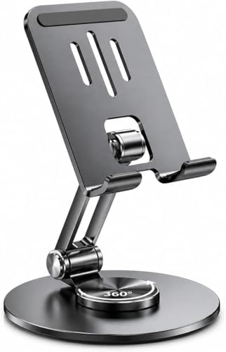 Suporte de Mesa para Celular e Tablet em Alumínio Ajustável 360° Dobrável