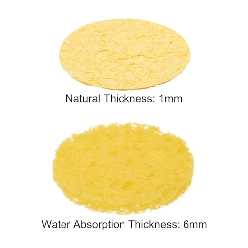 Image of MECCANIXITY 15PCS Soldering Sponge 50mm Round Deep Yellow Cleaning Pad Welding Tip Iron Replacement for Cleaning Soldering Iron 1mm Natural Thickness 6mm Water Absorption Thickness