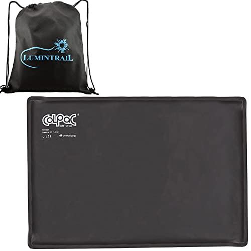 Chattanooga ColPac Reusable Gel Ice Pack Cold Therapy for Injury Swelling Bruises Muscle Soreness Sprains and Strains 12.5 x 18.5 Oversize Black Polyurethane with Lumintrail Drawstring Bag