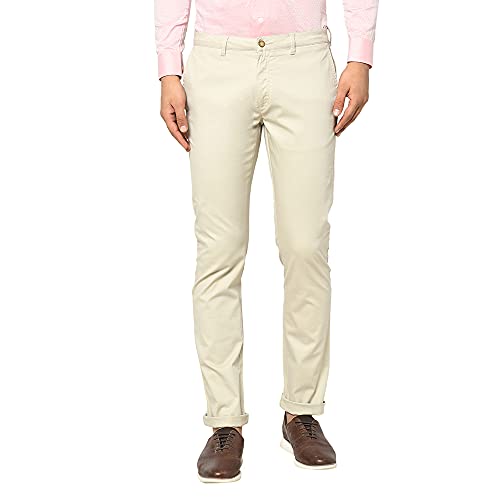 Image of Blackberrys Men Beige Solid Trousers