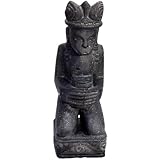 Teako Design Stonox Asiatische Männliche Steinfigur Timor, Frostbeständig, Antikgraue Patina Gartenstatue, Handgefertigte Gartenfiguren, Wetterfeste Garten-Dekoration, Frostresistente Skulptur