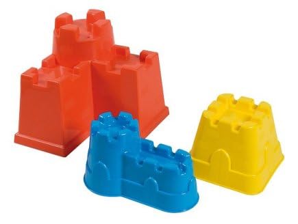 cavernedesjouets Set 3 moules Plastique Chateau Fort en Sable - Tailles differentes - Fabrique en Italie - Set Jeu Plein air, Plage, Construction + Carte