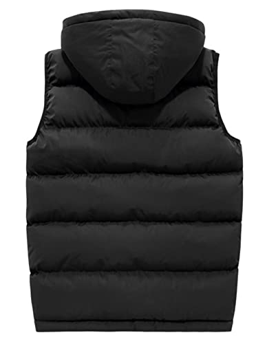 Flygo Men's Outdoor Puffer Vest Winter Padded Sleeveless Jacket with Removable Hood2