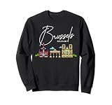 Bruselas Bélgica Bruselas Bélgica Ciudad Skyline Mapa de viaje Sudadera