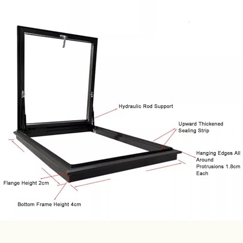 Miniatura 7 de Wiging Casa Con Claraboya Ventana De Tejado Ático Techo Pequeño Tapa De Trampilla De Escape Sótano Puerta Con Luz Natural Montaje Empotrado Subterráneo Ventana De Pozo De Luz Black