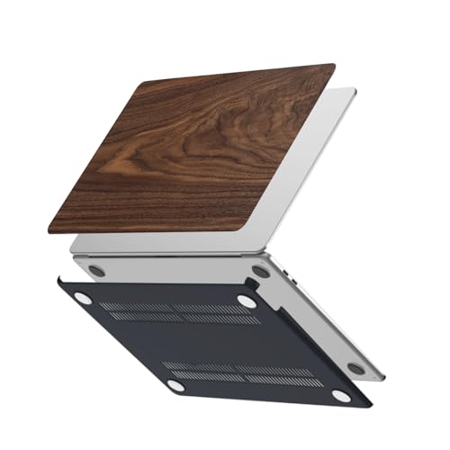 HLAAJJX Twarda obudowa do MacBooka 30.5 cm 2018 2017 2016 2015 model A1534 z wyświetlaczem Retina, stylowa twarda obudowa ochronna, drewno orzechowe