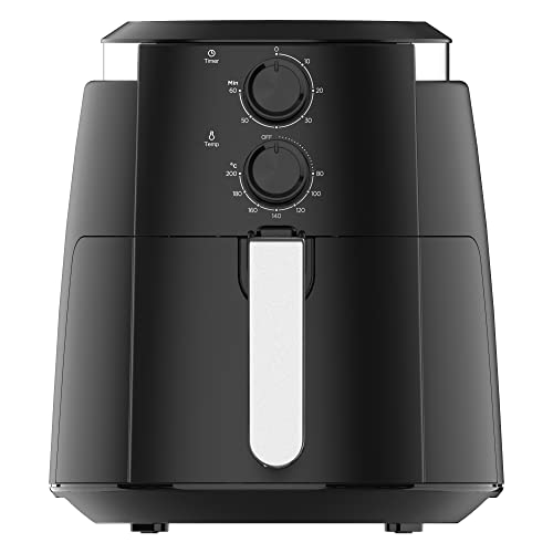 KUMTEL Freidora de aire caliente 5,5 XL, sin aceite ni grasa, dispositivo multifunción con 8 programas, control de tiempo y temperatura, cesta antiadherente con superficie de acero inoxidable, 1500 W,