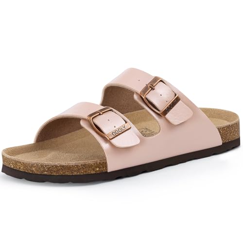 Image of ODOLY Unisex Comfortable Cork Footbed Slide Sandals with Arch Support | Adjustable Buckle, Lightweight Summer Sandals for Travel and Everyday Wear