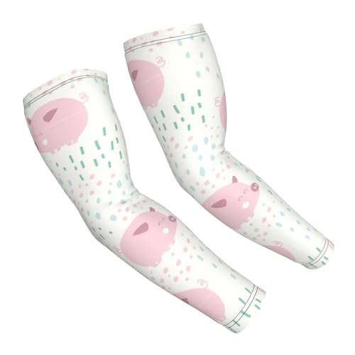 Salelf Cute Pigs Arm Sleeves Cooling UV Sun Protection Sports Compression Sleeves for Men Women Golf Basketball Arm Sleeves