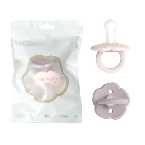 Image of Moonkie Pacifiers Set of 2 | One-Piece Design Baby Pacifier with Large Air Holes | BPA-Free Silicone | Safe for Babies 6 Months+