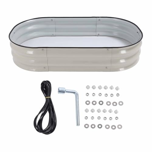Lit de jardin surélevé en acier inoxydable design ovale blanc