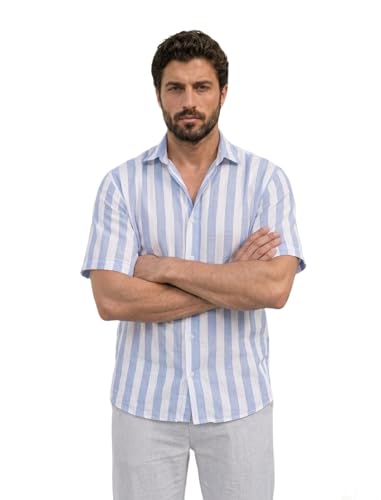 Image of BROWN CULTURE Mens Oversized Printed Casual Shirt | Cotton Blend Shirt | Half Sleeve | Relaxed Fit | Button Down Shirts for Men | Stylish Everyday Wear | Modern Mens Fashion