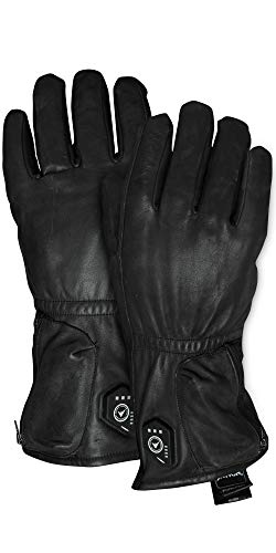 FNDN Full-Leather Heated 3.7V Premium Work Gloves - Water-Resistant Heated Gloves w Rechargeable Battery Ideal for Skiing, Fishing, Camping, Cold Weather, Hunting (XL)
