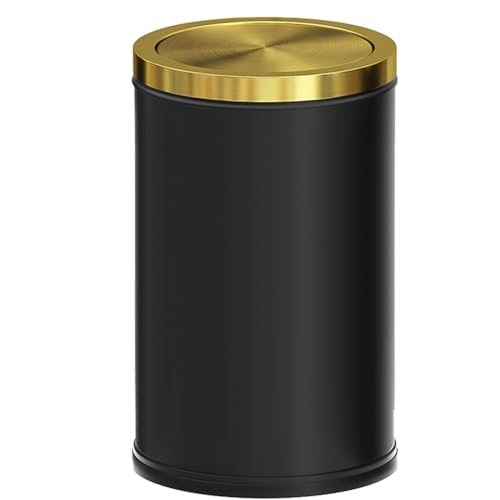 Image of Black and Gold Bathroom Trash Can,Bathroom Garbage can with Swing Lid,Small Trash Can with Flipping Lid, 4.8gal Garbage cans for Bedroom,Living Room, Guest Room,Office,Hotel(4.7gal-Black)