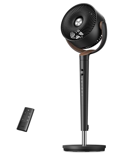 Dreo Ventilador de habitación, ventilador oscilante 120°+120°, motor DC, circulación de aire hasta 30 m para toda la habitación, 9 velocidades, 4 modos, ventilador de base silencioso, 20 dB.