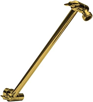 Shower Head Extension Arm by SparkPod - 11" Solid Brass Shower Arm Extension with Universal Connection to Showerheads - Easily Adjustable Shower Arm for Rain Showerheads (Egyptian Gold)