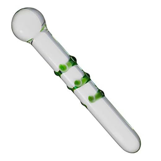 Barra de masaje roscada de cristal verde, 18,3 cm de largo, 2,2 cm a 3,4 cm de diámetro