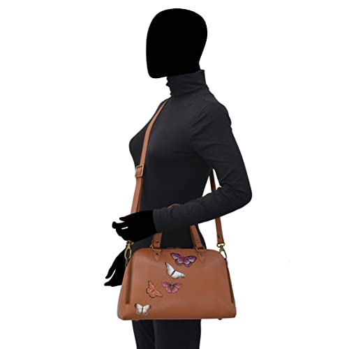 Image of Anuschka Women's Leather Satchel - Hand-Painted Genuine Leather Handbag with Detachable Strap for Everyday Use - 695, Satchel