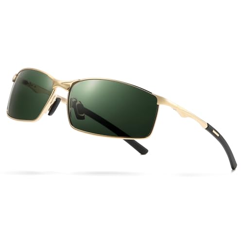 SUNGAIT Ultra Lightweight Polarized Sunglasses Men Rectangular Metal Frame with Spring Hinge SGT559-JKML