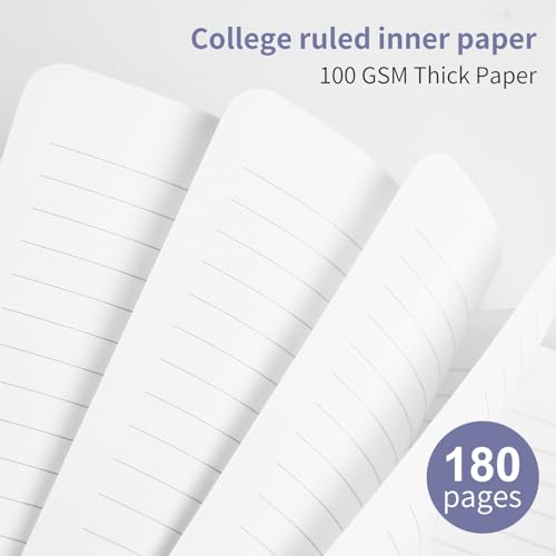 Image of Spiral Notebook - 7.24 inch x 10 inch College Ruled Journal with Inner Pockets and 180 Pages, PU Leather Cover Business Journal, Twin-Wire Binding Notebook Perfect for Office & Home School Supplies Violet
