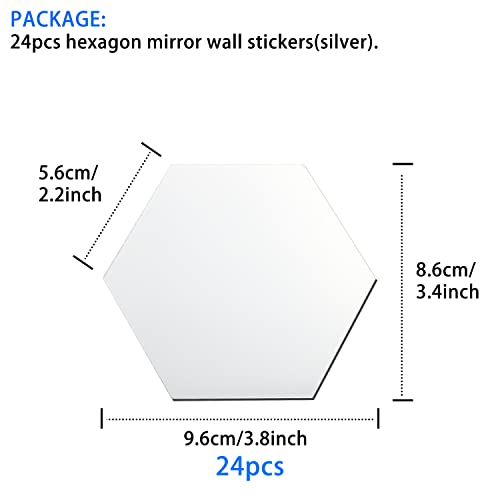 SHUIYUE 24 Pcs Hexagon Acrylic Wall Mirror Sticker, Hexagon Mirror Wall Stickers, for Walls for Living Room Bedroom - Image 2