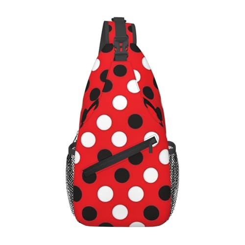 Bolso Bandolera Red White Polka Dot para Viaje y Senderismo